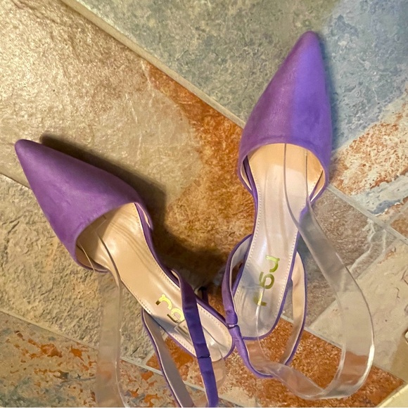👠NWOB!! FSJ Soft Pointed Toe Sling Back Lilac Heeled Classy Pumps! - Picture 1 of 10